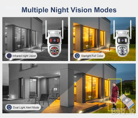 LS VISION WiFi IP PTZ 4K 8MP Камера Цветно нощно виждане Двупосочно аудио iCSee APP, снимка 7 - IP камери - 51016045