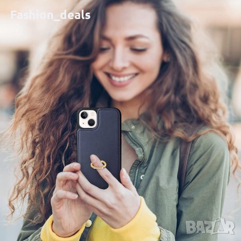 Нов кожен Калъф Кейс Гръб за защита телефон iPhone 14 Plus / 14 Pro Max със стойка пръстен Айфон, снимка 7 - Калъфи, кейсове - 38306987