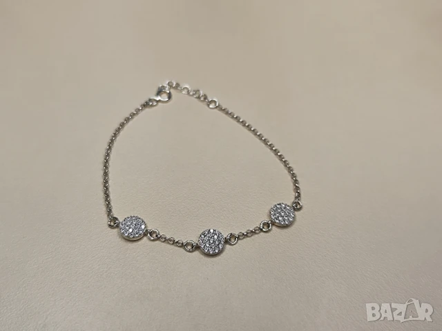 Дамска 925 сребърна гривна с циркони , снимка 3 - Гривни - 50749743