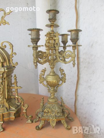 Рядък Каминен Часовник Бронз, Франция,Стар, старинен, арт, античен, винтидж масивен бароков каминен , снимка 6 - Антикварни и старинни предмети - 37346252