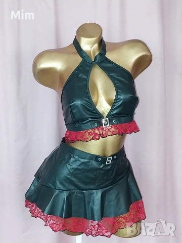 3/4XL К-т Кожено Бюстие,прашка и много къса пола , снимка 6 - Корсети, бюстиета, топове - 53299797