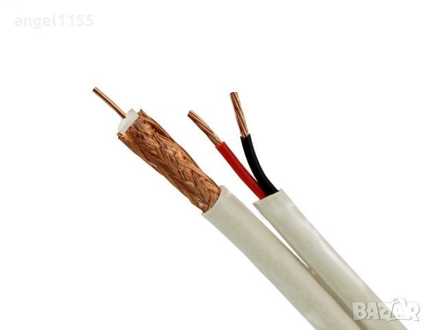 Комбиниран коаксиален меден кабел за видеонаблюдение RG59 + 2x1