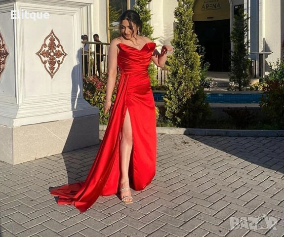 ⭐️Дълги сатенени рокли с цепка, снимка 2 - Рокли - 53195483