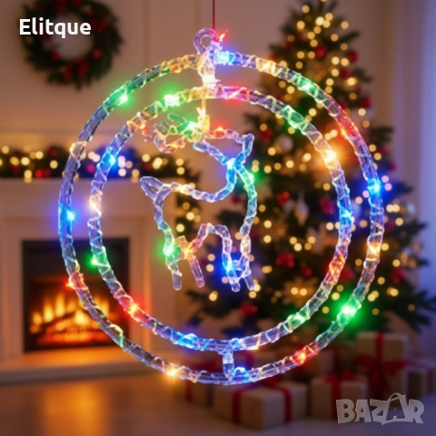 Въртяща се LED Коледна Декорация – Магически светлинен ринг за празничен уют, снимка 3 - Други - 52548960