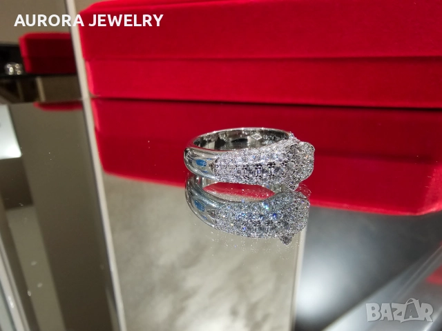 CARTIER Panthere de Cartier White Gold Paved Diamonds Дамски Пръстен, снимка 5 - Пръстени - 52821446