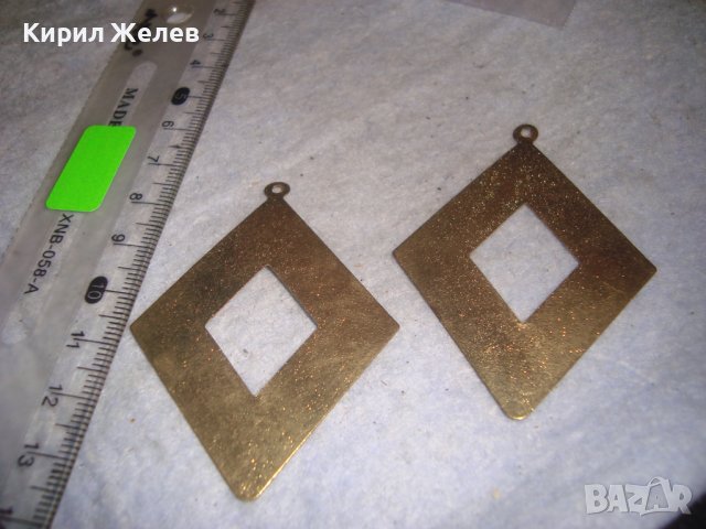 ПОЗЛАТЕНИ РОМБОИДНИ МЕТАЛНИ АРТ ВИСУЛКИ за ОБЕЦИ БИЖУ НАКИТ 18912, снимка 3 - Обеци - 36595982