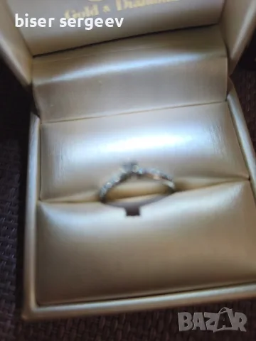 Елегантен златен пръстен с диаманти 0,31 ct (14 к.бяло злато)със сертификат., снимка 6 - Пръстени - 56083648