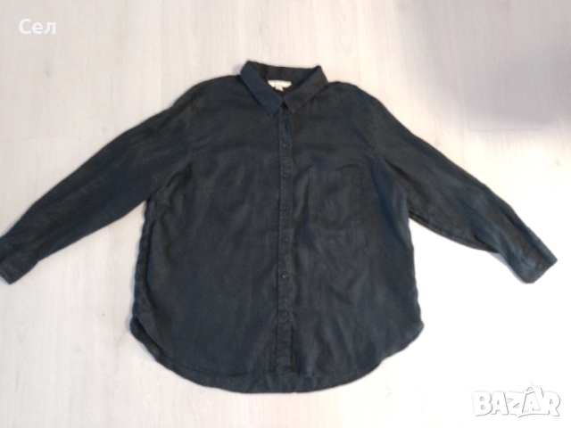 Черна мъжка  ленена риза H&M Л-ХЛ.
