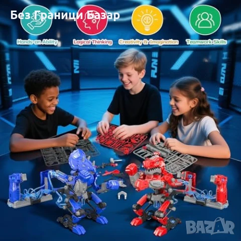 Нови STEM Хидравлични Роботи Боксьори Комплект за Деца 8-14 г. играчка, снимка 4 - Образователни игри - 51239964