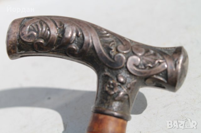 Стар бастун от бамбук със сребърна дръжка, снимка 11 - Колекции - 38300242