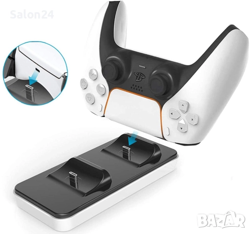 Стойка и зарядно за PS5 джойстици 2 в 1 с индикатор за зареждане, снимка 4 - Аксесоари - 52220530