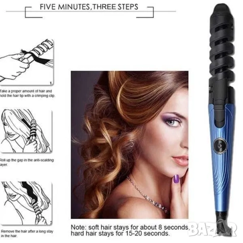 Комплект преса за изправяне, маша за къдрене и гребен за коса 3 в 1, снимка 5 - Преси за коса - 52212745