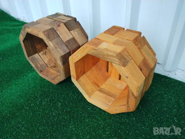 дървени кашпи за цветя саксии осмоъгълни щайги , снимка 5 - Декорация за дома - 48240219