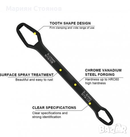 Регулируем гаечен ключ тресчотка универсален двуглав 3-17мм, снимка 5 - Ключове - 37940884