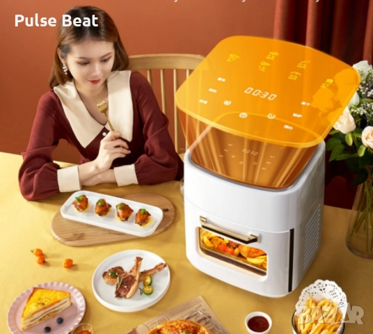 Фритюрник с горещ въздух (Air Fryer) – трислоен, супер голям капацитет . Черен и бял, снимка 5 - Фритюрници - 52429592