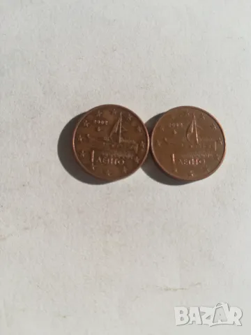 лот 1 евроцент от Гърция 2002 г. с буква F и без буква в звездата, снимка 4 - Нумизматика и бонистика - 47333313