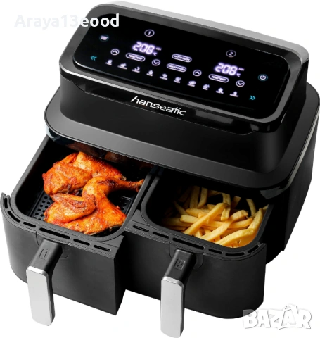 Фритюрник с горещ въздух Hanseatic HAF212600D 39156050 2in1 (XXL 9L, с функция за сушене)