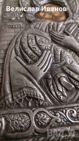 Старинна икона сребро 950. Гръцка. Богородица с Младенеца. , снимка 7 - Антикварни и старинни предмети - 44186076