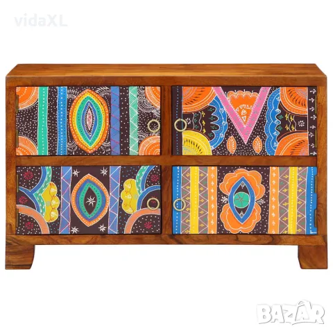 vidaXL Шкаф за обувки 90 x 35 x 55 см Солидно акациево дърво Кафяво, снимка 3 - Шкафове - 56147502