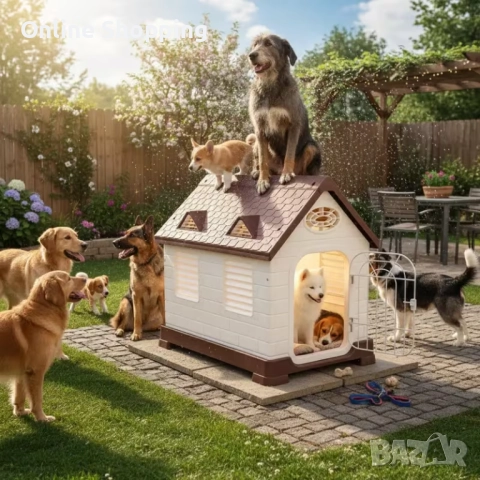 Външна водоустойчива пластмасова къща за кучета, котки и други домашни любимци