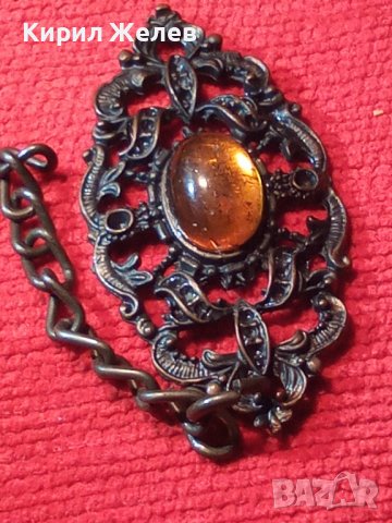 ВИНТИДЖ МЕДНА ВИСУЛКА с БАЛТИЙСКИ КЕХЛИБАР 11863, снимка 2 - Колиета, медальони, синджири - 30691332