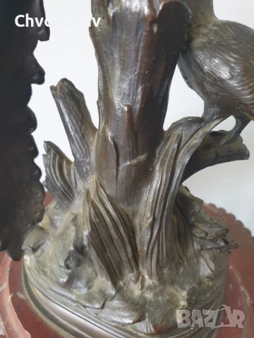 32см-5кг статуетка пауни/много стара френска бронзова скулптура/фигура на птици, снимка 8 - Антикварни и старинни предмети - 51320841