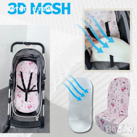 Постелка против изпотяване Лукс 3д меш Розово мече, снимка 1