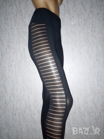 Cool cat- Ефектен черен клин с хоризонтални ленти встрани М, снимка 1