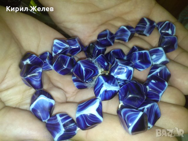 СТАРО АРТ ДЕКО 30-те ГОДИНИ КОЛИЕ МЛЕЧНО-СИН ПОЛУСКЪПОЦЕНЕН КАМЪК ЯСПИС 74511, снимка 5 - Антикварни и старинни предмети - 29614830