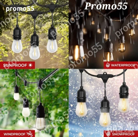 Светлинна верига от  Енергоспестяващи лед крушки 5м. 10Бр. за декорация на градина и дом, снимка 10 - Външни лампи - 50479584