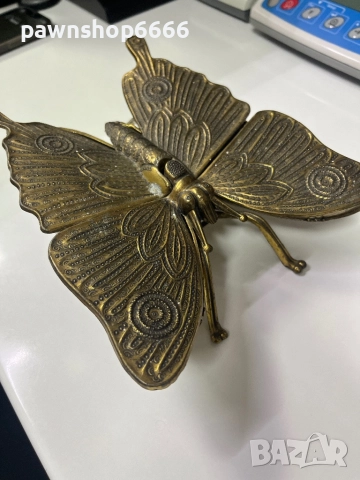 Винтидж месингова кутия за дрънкулки с пеперуда MOD-DEP BREV N4240, произведена в Италия, снимка 2 - Колекции - 51971883