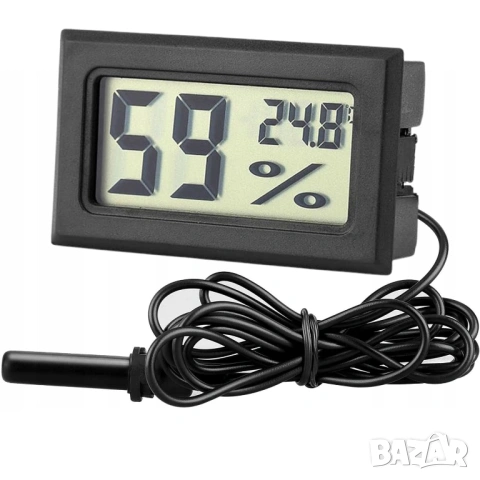 Дигитален термометър и хигрометър/влагомер с външна сонда 1TECH TX-01, За Дома, Офиса, Инкубатор