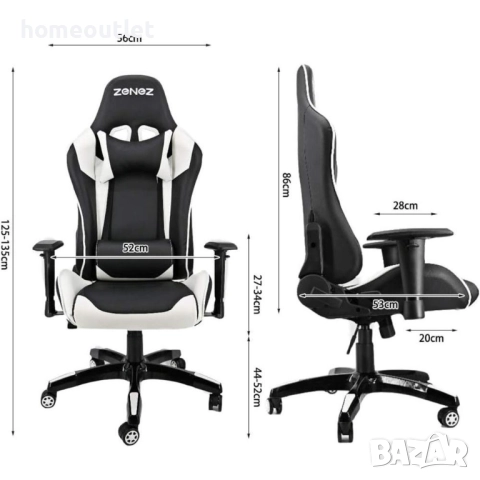 ПРОМОЦИЯ Геймърски / офис стол с ергономичен дизайн ZENEZ HL-W (YIZI), снимка 7 - Столове - 52838733