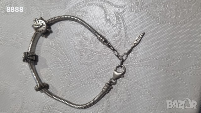 Vintage сребърна гривна с талисмани Amore Baci , снимка 2 - Гривни - 44280595