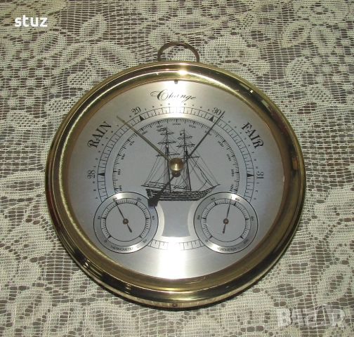 Голям троен уред за стена, барометър, влагомер и термометър