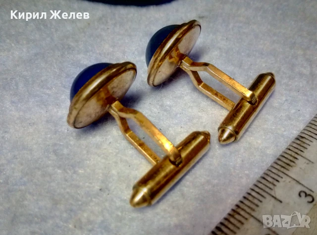 СКЪПОЦЕННИ РЕТРО АРТ ПОЗЛАТЕНИ БУТОНЕЛИ КОПЧЕТА за РЪКАВЕЛИ с ЛУНЕН КАМЪК 22107, снимка 9 - Антикварни и старинни предмети - 51255515