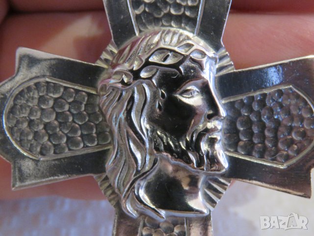Голям кован старинен  мъжки сребърен кръст с  Исус Христос сребро религия, снимка 7 - Колиета, медальони, синджири - 31928907