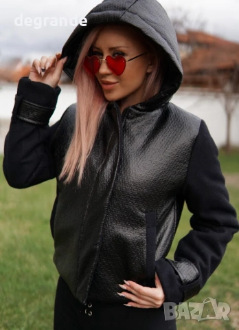 Черно дамско късо яке , снимка 2 - Якета - 53112035