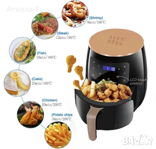 Air Fryer Silver Crest 6L / Фритюрник с Горещ Въздух, снимка 4 - Фритюрници - 48278902