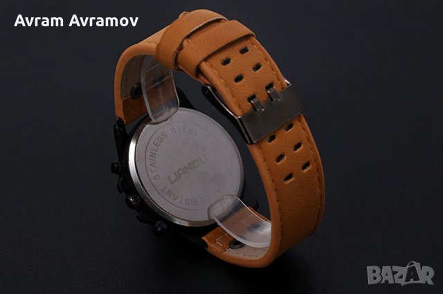 Мъжки часовник с кварцов механизъм и масивна кожена верижка., снимка 2 - Мъжки - 29539863