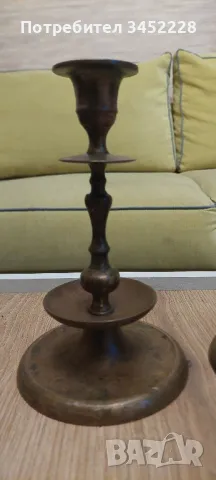 свещници месинг два броя за колекционери , снимка 4 - Антикварни и старинни предмети - 47720737