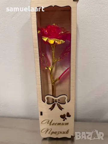 Гравирана подаръчна  кутия с роза!, снимка 10 - Изкуствени цветя - 47669131