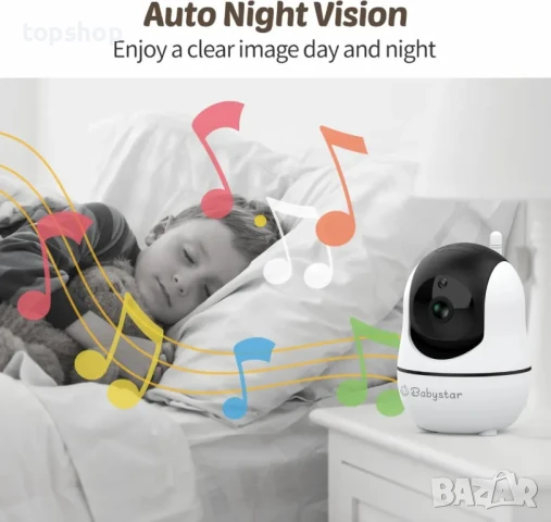 НОВ, ТЕСТВАН видео бебефон Babystar SM70PTZ голям екран, с въртяща камера и нощно виждане, снимка 4 - Бебефони - 50716898