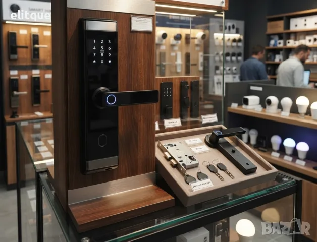 Смарт електронна брава за врата с код, отпечатък, карта и Bluetooth