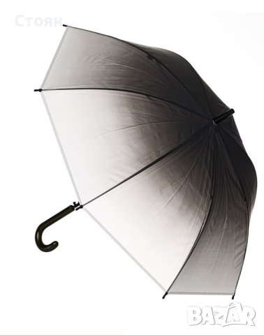 Чадър тип бастун Автоматичен полупрозрачен градиентно сиво 82 см, снимка 3 - Други - 42877469