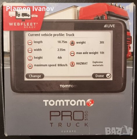 TomTom Professional 5150 Truck Live Europe 45 Countries Live Traffic, снимка 1 - TOMTOM - 36960988