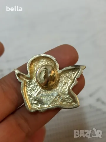 СТАРА ФРЕНСКА ПОСРЕБРЕНА БРОШКА,ЗНАЧКА -АНГЕЛ, снимка 3 - Антикварни и старинни предмети - 47978523