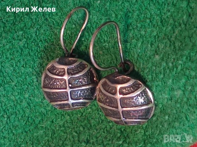 СТАРИ ОРНАМЕНТИРАНИ ЛАКИРАНИ СРЕБЪРНИ РЕТРО ОБЕЦИ ВИСОКА ПРОБА СРЕБРО РЪЧНА МАЙСТОРСКА РАБОТА 43204