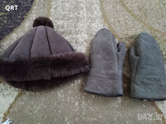 Детски шапки и ръкавици-кафявата шапка и ръкавици са много топли,от естествена кожа., снимка 2 - Шапки, шалове и ръкавици - 30898333