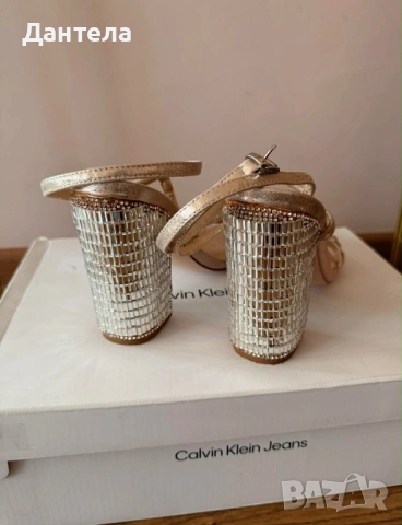 ASOS Луксозни дамски златисти сандали с камъни, снимка 9 - Сандали - 54216887